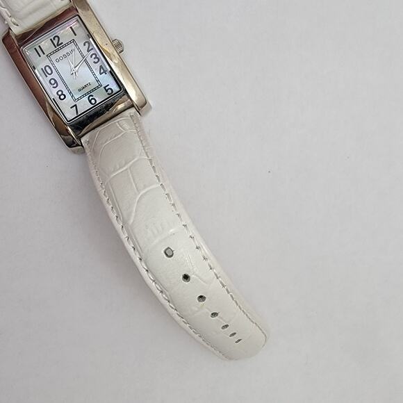 Vintage Watches Gossip Silver Quartz Watch with White Strap & Rectangular Dial - Picture 9 of 10